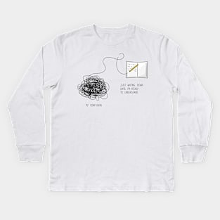 Inspirational illustration of journaling when confused Kids Long Sleeve T-Shirt